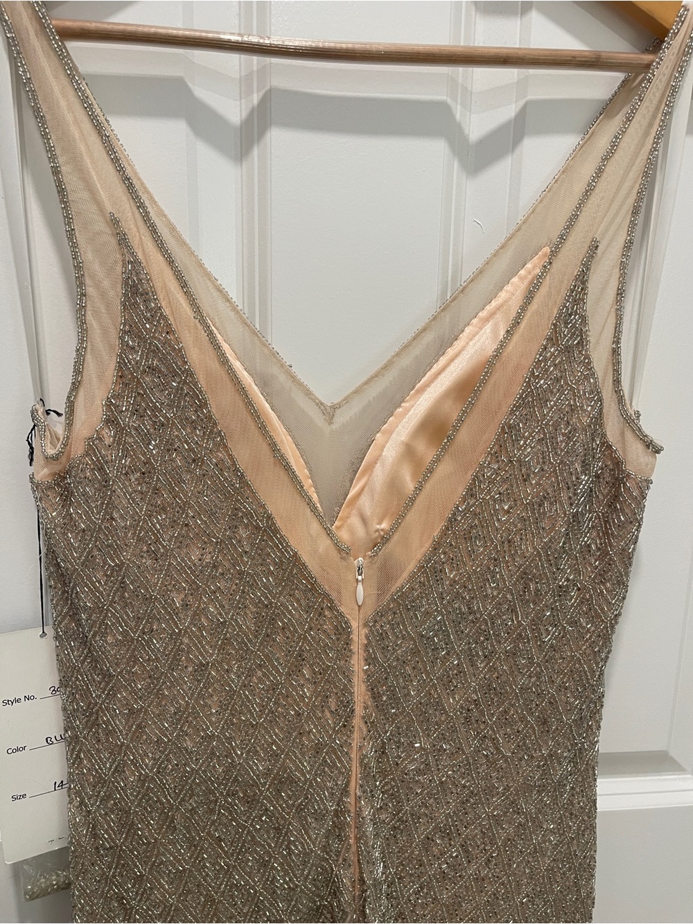 NWT Primavera Couture Champagne Sequin Maxi Gown - Picture 11 of 13